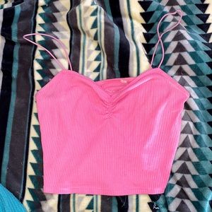 Pacsun scrunched, hot pink crop top.